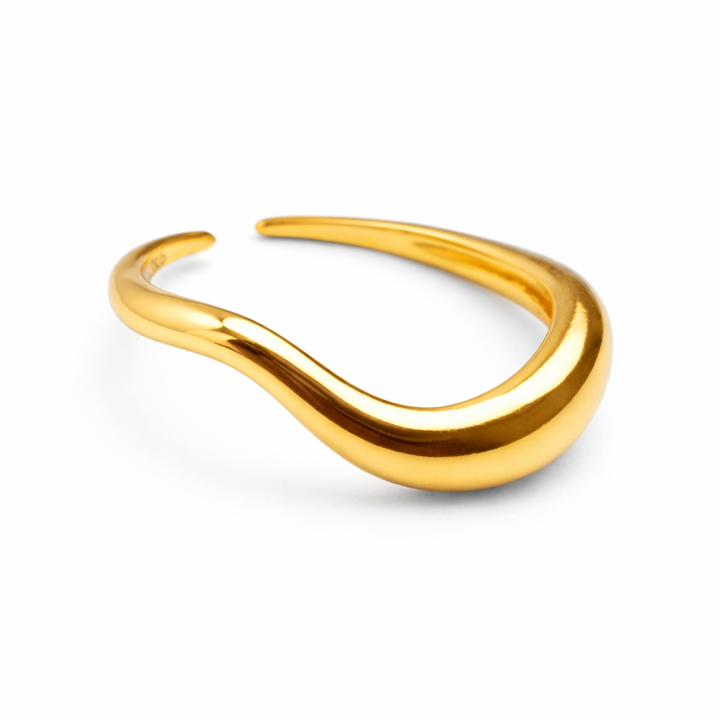 Gyllene vågig ring